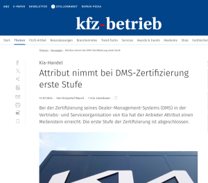 attRiBut GmbH erhält DMS-Zertifizierungvon Kia