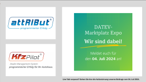 DATEV attRiBut attRiBut, Autoaussoftware, autohandel branchensoftware, autohaus management software, Autohaus-Software, Autohaussoftware, Carmera, DATEV Expo, DATEV Marktplatz, DATEV Marktplatz Expo 2024, Dealer Management System Autohaus, Dealer Management System für Autohäuser, Dealer-Management-System, Dealer-Managementsysstem, Dealermanagementsystem, DMS, dms autohaus, dms autohaus software, Fahrzeughandel Software, FCA Autohaus Software, Ford Autohaus Software, kfz handel software, kfz werkstatt programm, Kfz-Betrieb Software, Kfz-software, Kfz-Werkstatt-Software, Kia, Kia Autohaus Software, software für autohändler, Software für den Autohandel, Software für Fahrzeughändler, software für kfz betriebe, software für kfz werkstatt, Software für Kfz Werkstätten